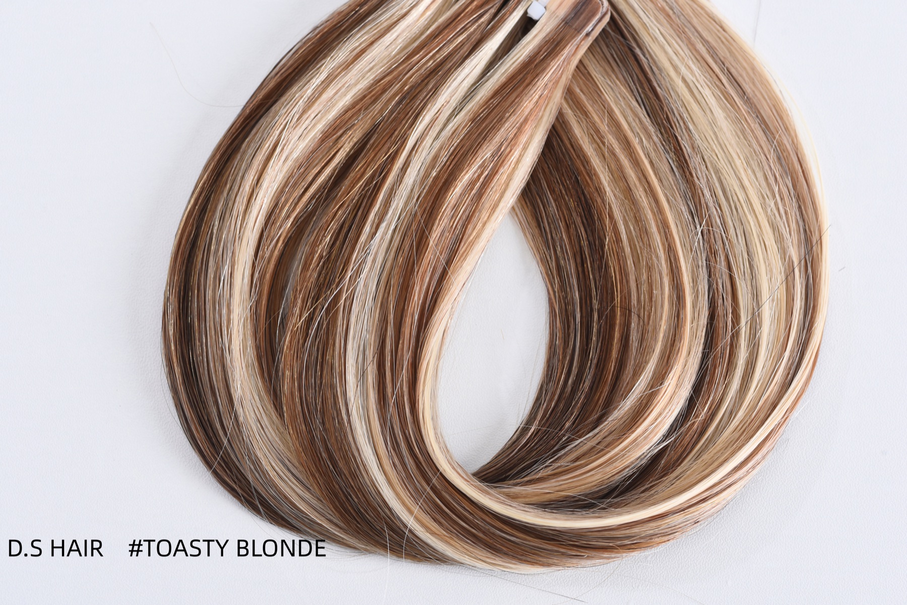 DS HAIR physical blended hair swatches arranged in loops