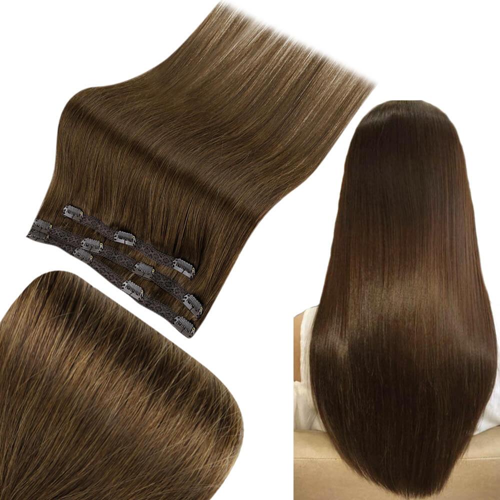 Classic 7-piece and 8-piece human hair clip-in extension sets