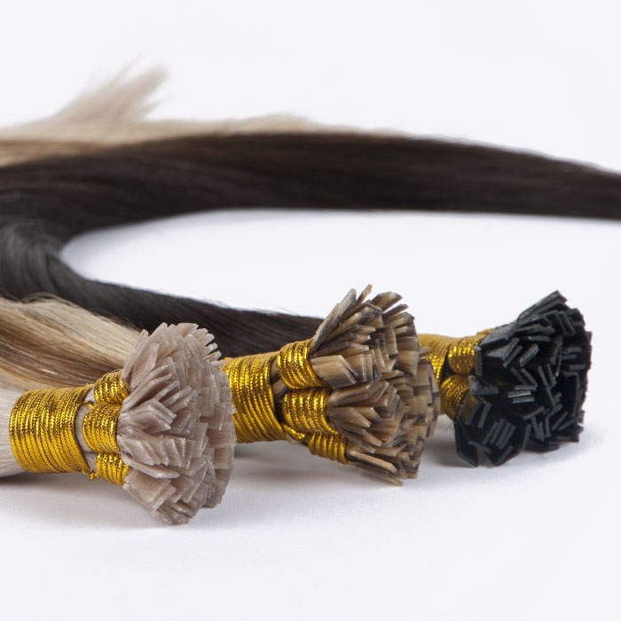 Close-up of V-tip keratin bond colour options