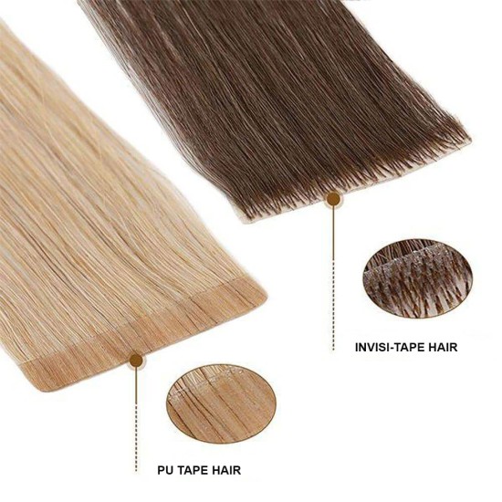 Invisible ultra-thin tape-in extensions versus regular PU tape