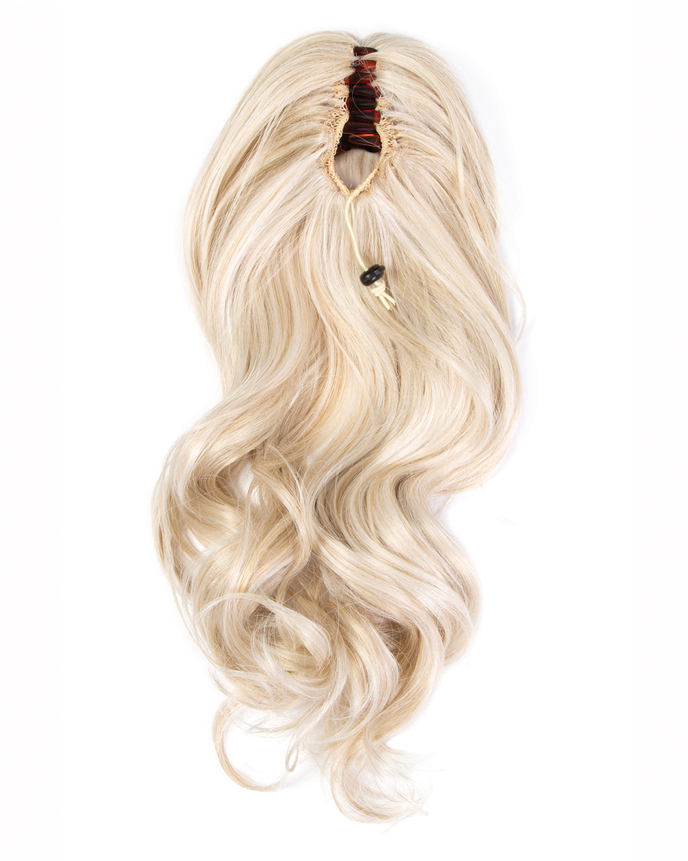 Full product view of a 21-inch soft-curls synthetic claw-clip ponytail