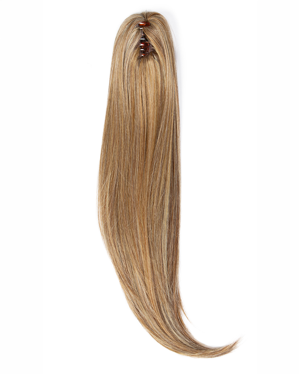 Full product view of a 21-inch straight synthetic claw-clip ponytail reference