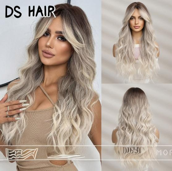 Synthetic Wavy with Side-Swept Bangs Long Wig DSW-2511 — reference image 1