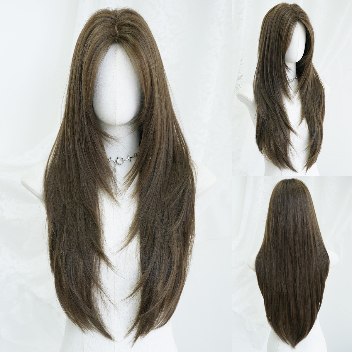 Synthetic with Side-Swept Bangs Wig DSW-2519 — reference image 1