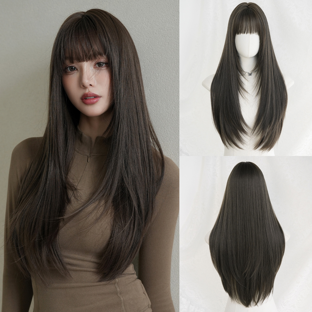 Synthetic with Side-Swept Bangs Wig DSW-2519 — reference image 4