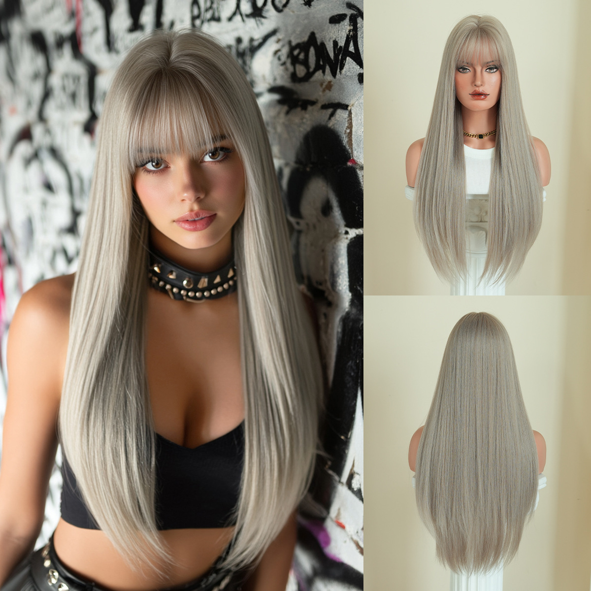 Synthetic with Side-Swept Bangs Wig DSW-2519 — reference image 5