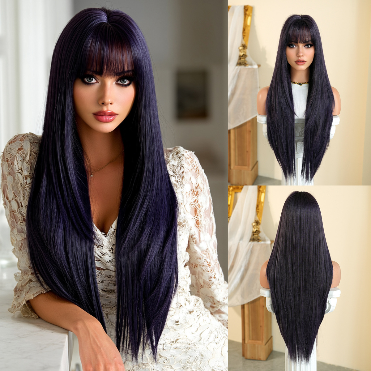 Synthetic with Side-Swept Bangs Wig DSW-2519 — reference image 6