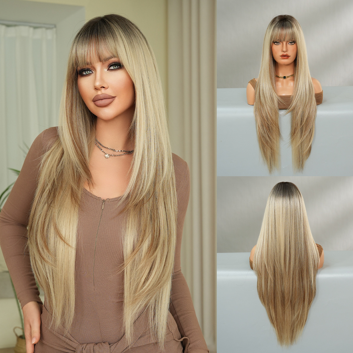 Synthetic with Side-Swept Bangs Wig DSW-2519 — reference image 8