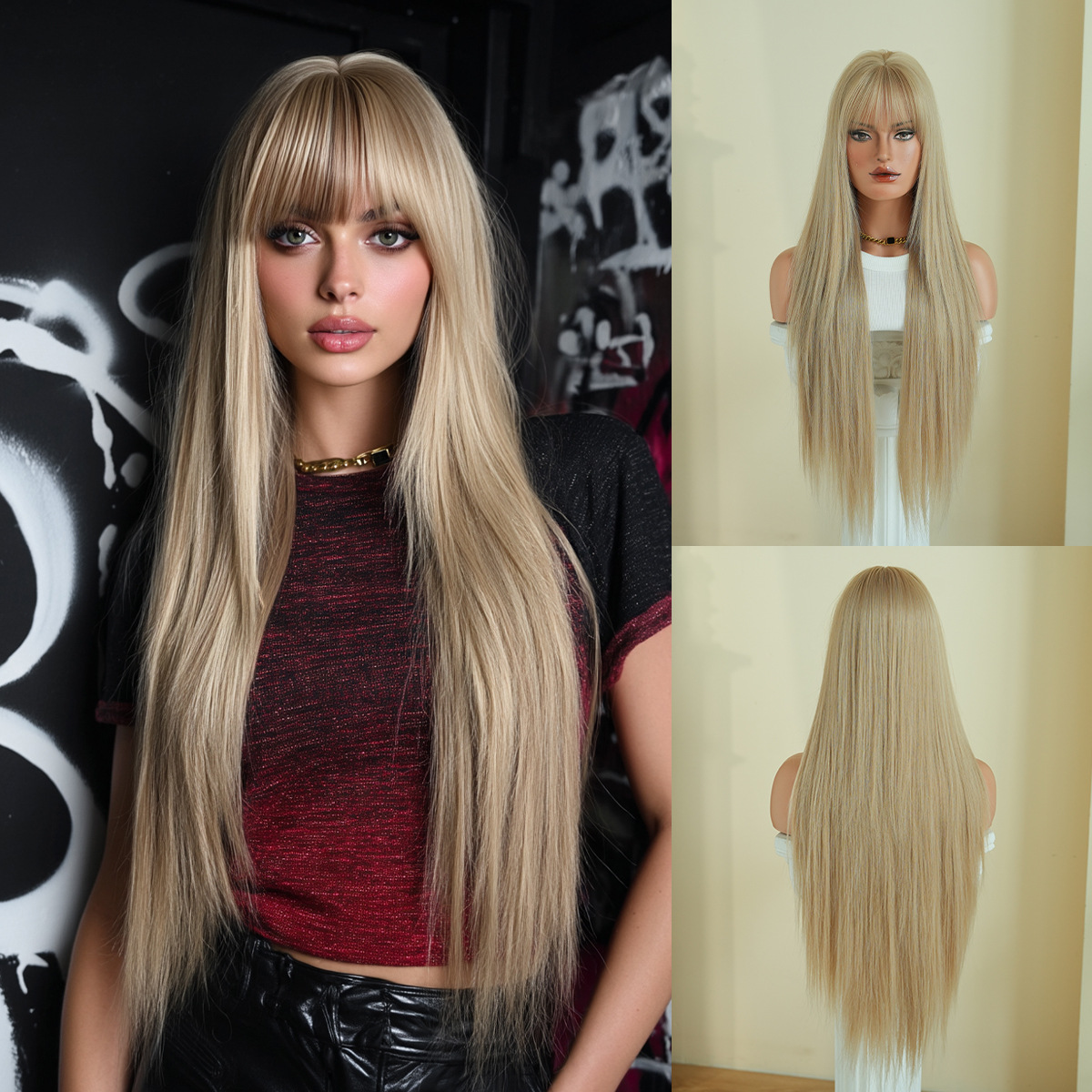 Synthetic with Side-Swept Bangs Wig DSW-2519 — reference image 11