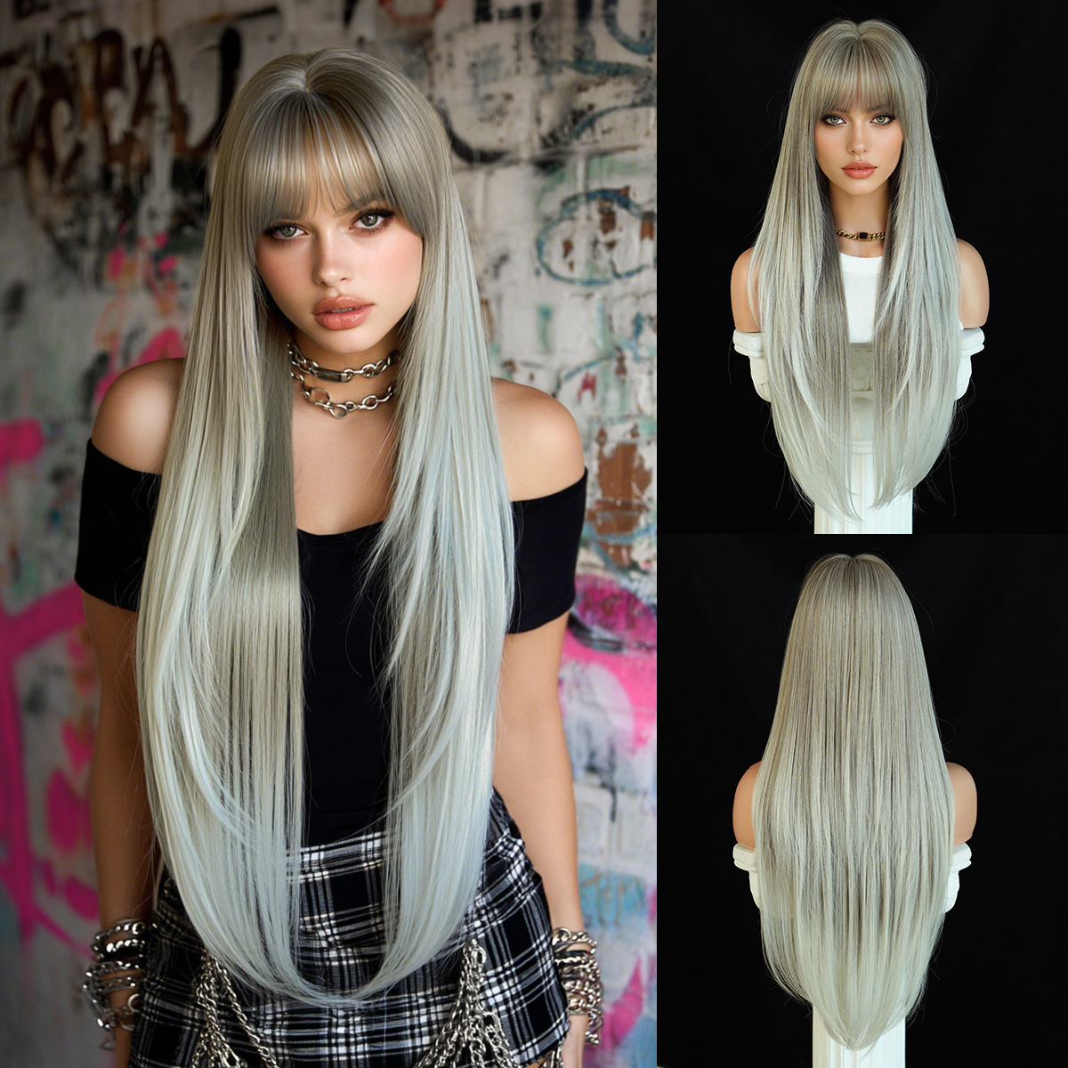 Synthetic with Side-Swept Bangs Wig DSW-2519 — reference image 12