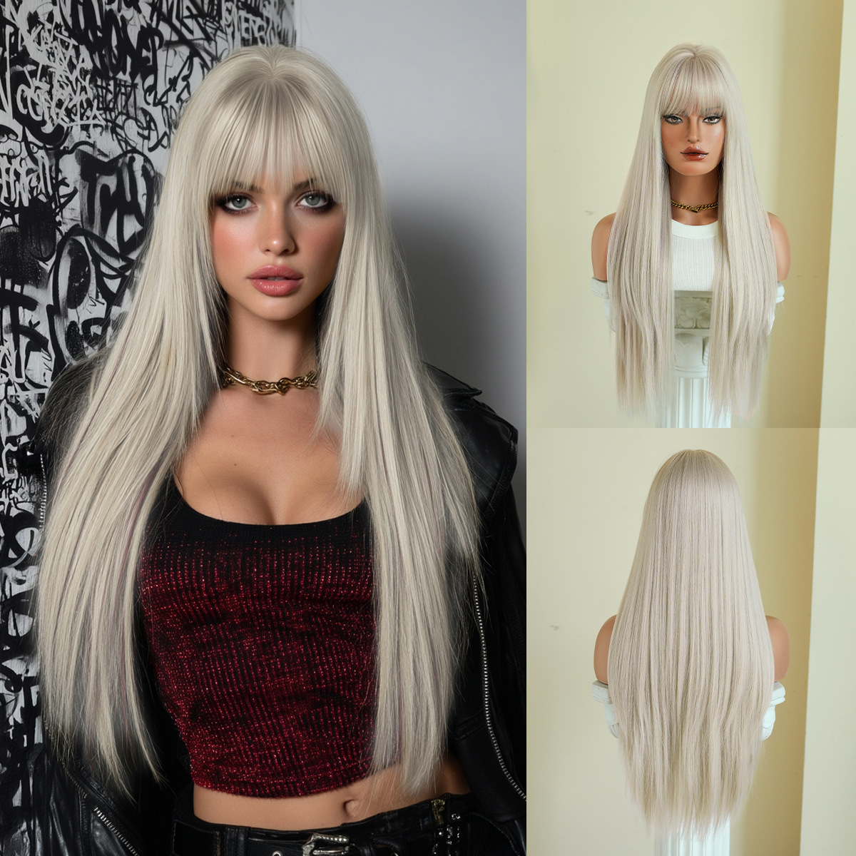 Synthetic with Side-Swept Bangs Wig DSW-2519 — reference image 13