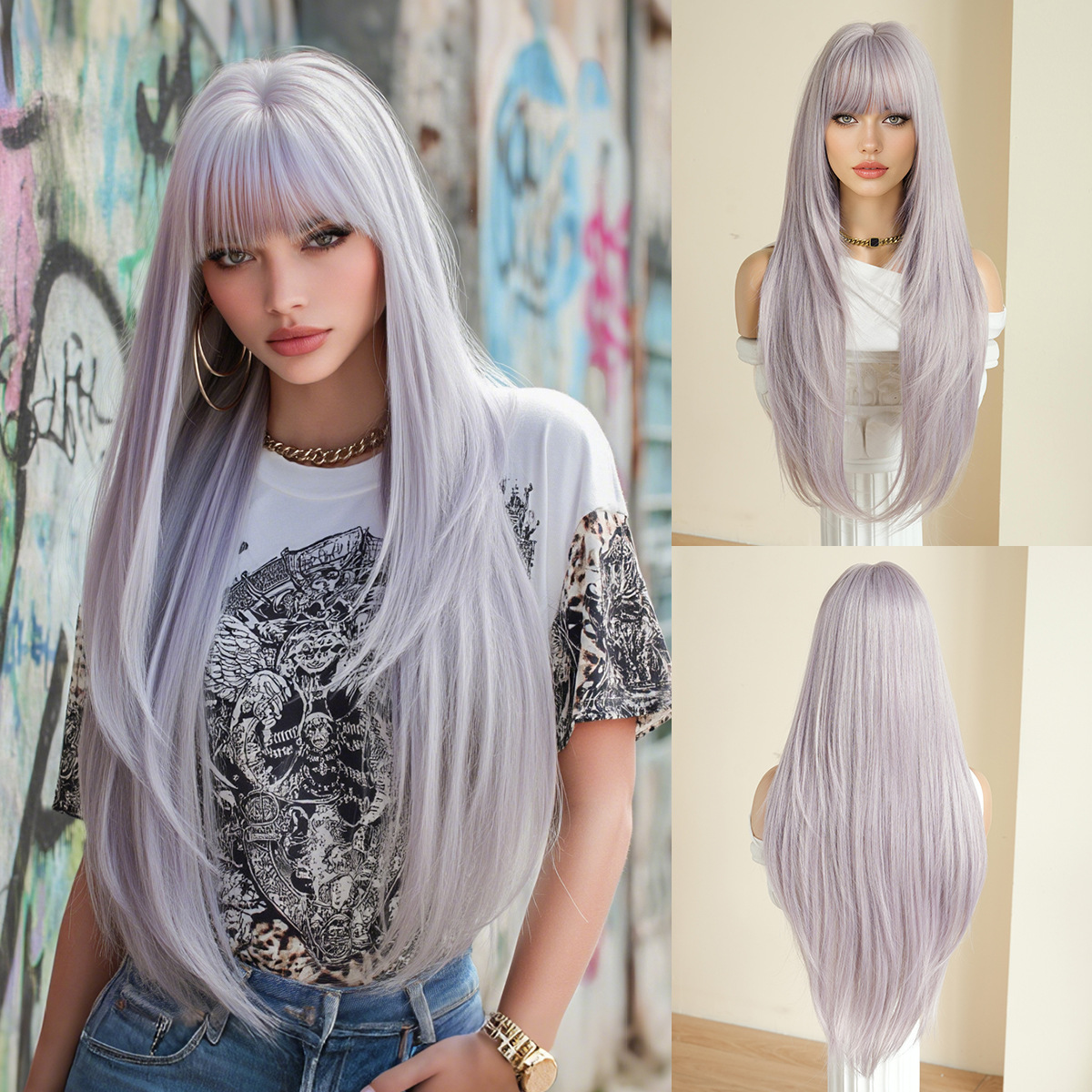Synthetic with Side-Swept Bangs Wig DSW-2519 — reference image 15