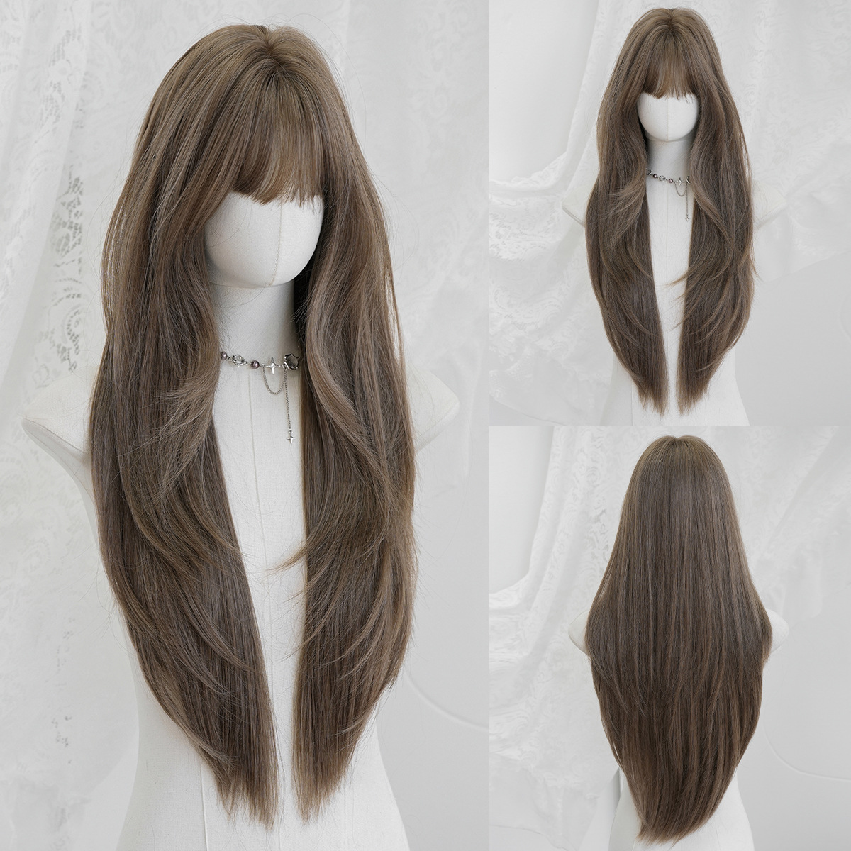 Synthetic with Side-Swept Bangs Wig DSW-2519 — reference image 16