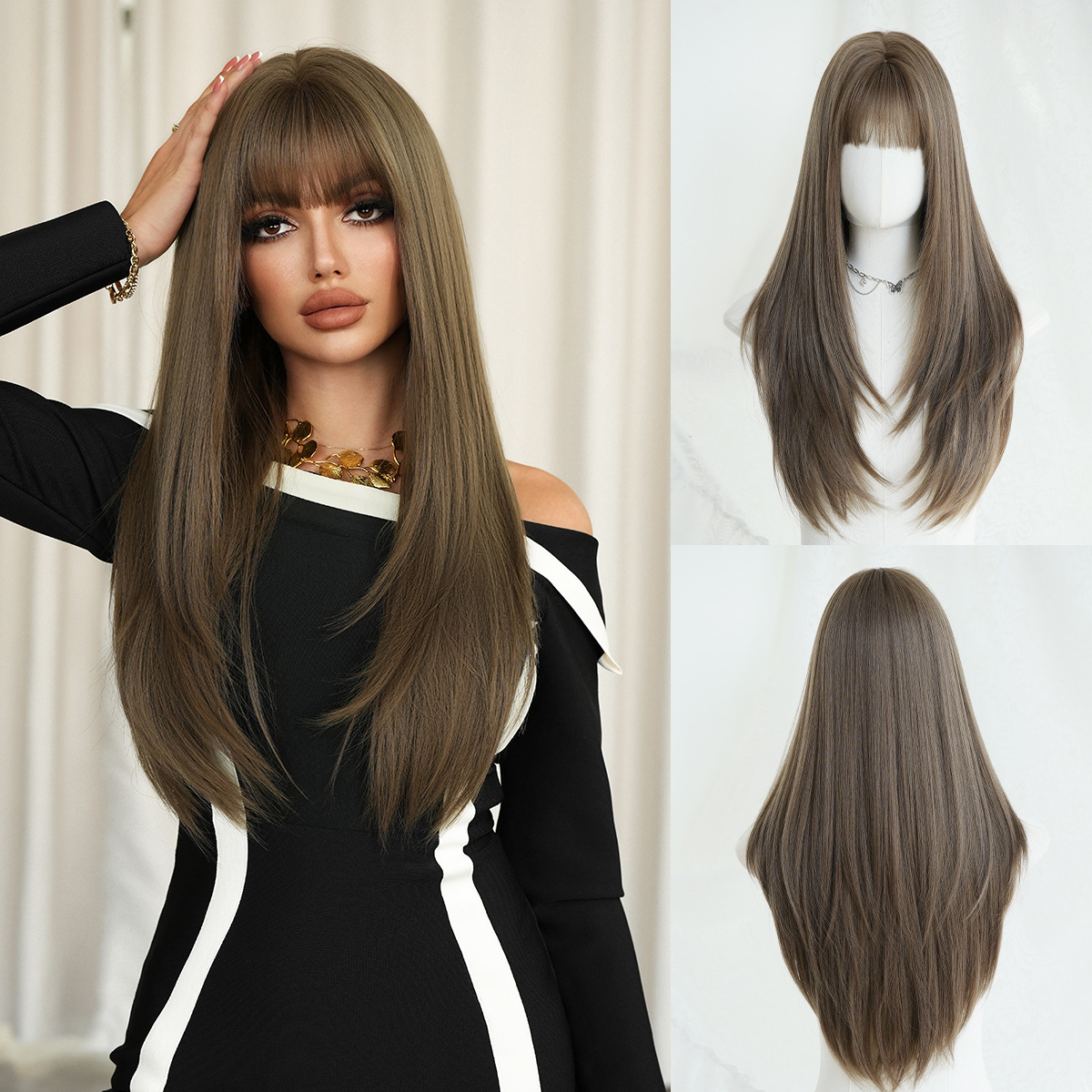Synthetic with Side-Swept Bangs Wig DSW-2519 — reference image 18