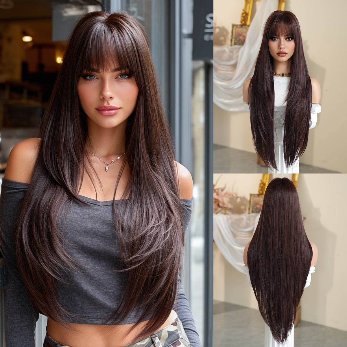 Synthetic with Side-Swept Bangs Wig DSW-2519 — reference image 21