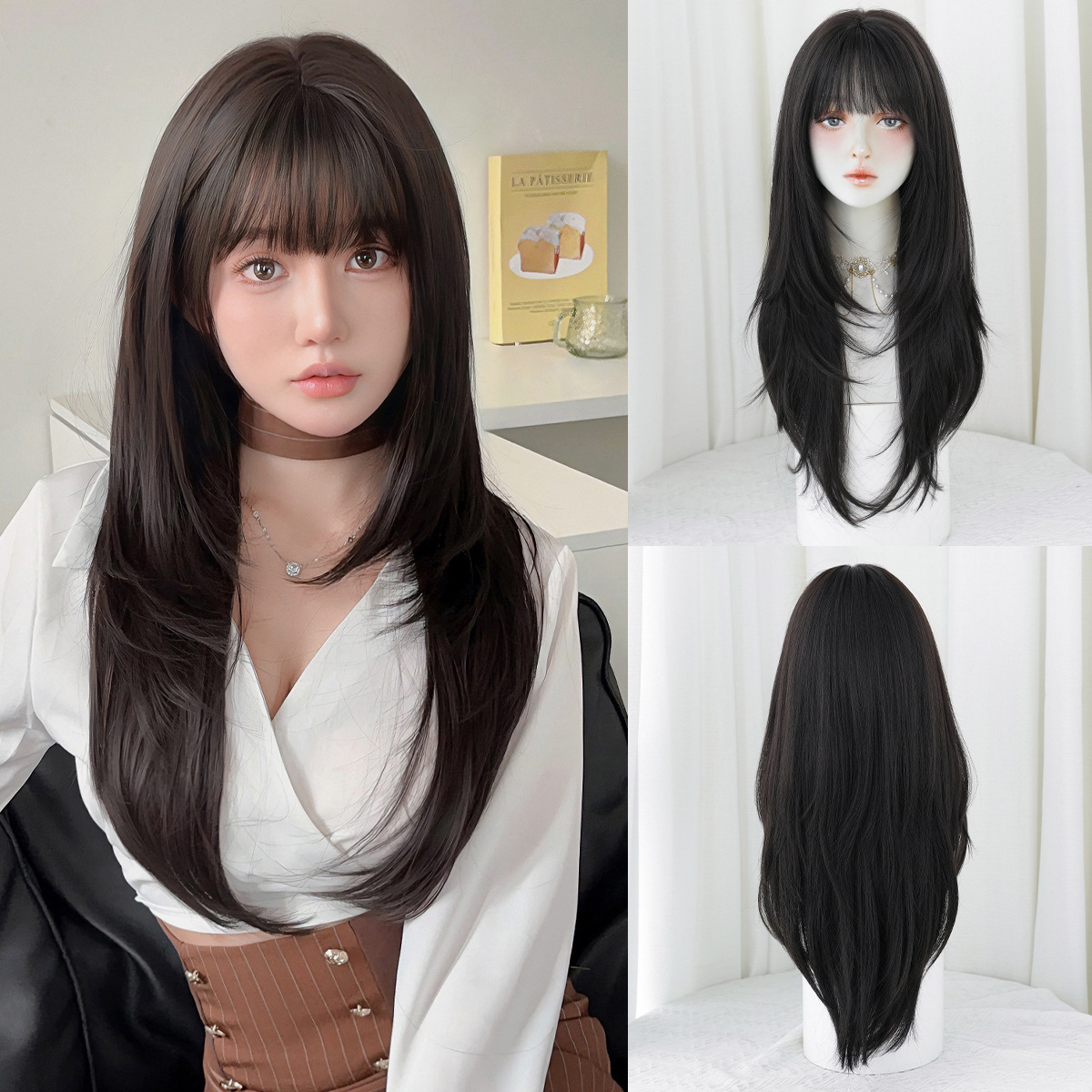 Synthetic with Side-Swept Bangs Wig DSW-2519 — reference image 24