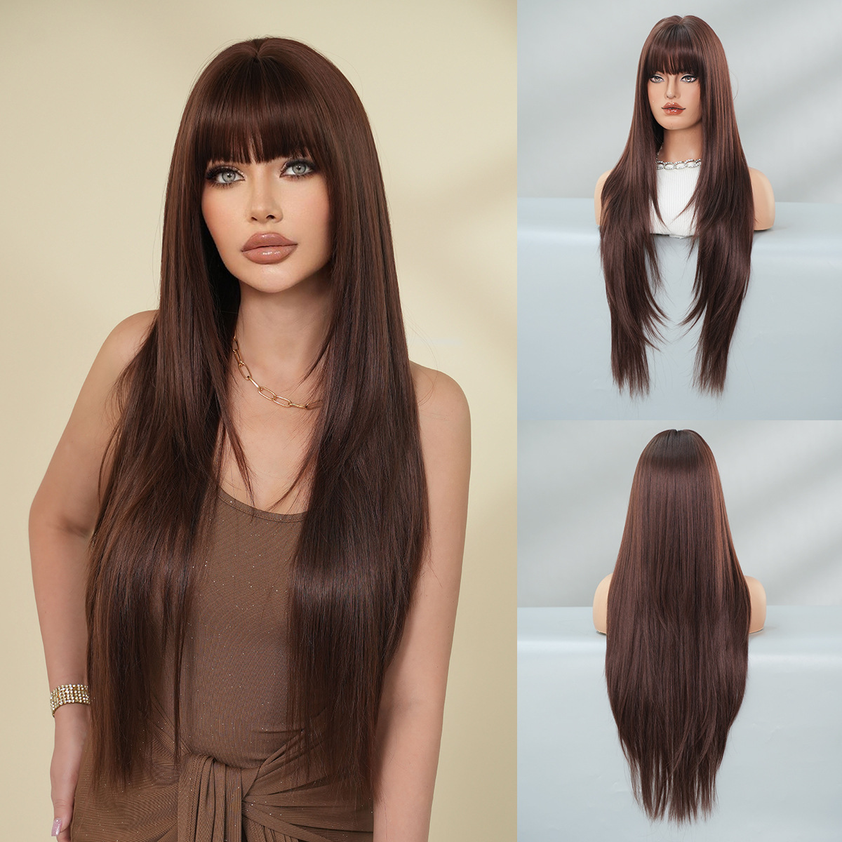 Synthetic with Side-Swept Bangs Wig DSW-2519 — reference image 26
